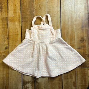 Janie and Jack Dress size 6 to 12 months Peach White Checked Dress Spring Easter